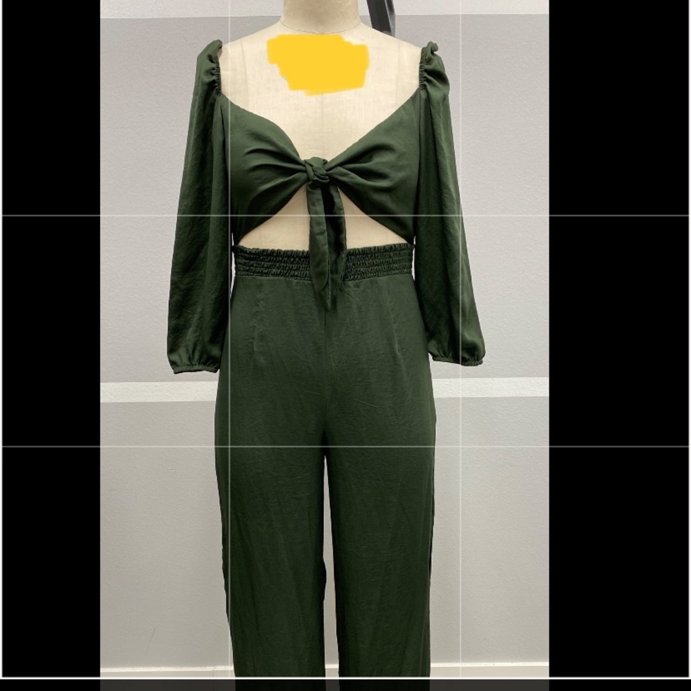 Front tie woven jumpsuit